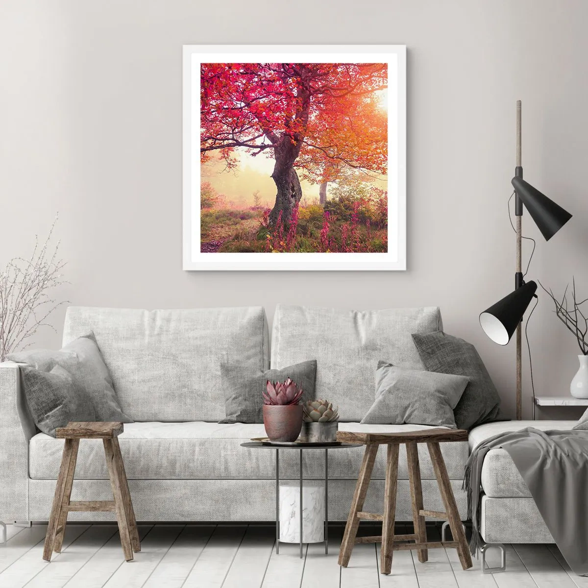 Poster in een witte lijst - Bloeiende razernij - 30x30 cm