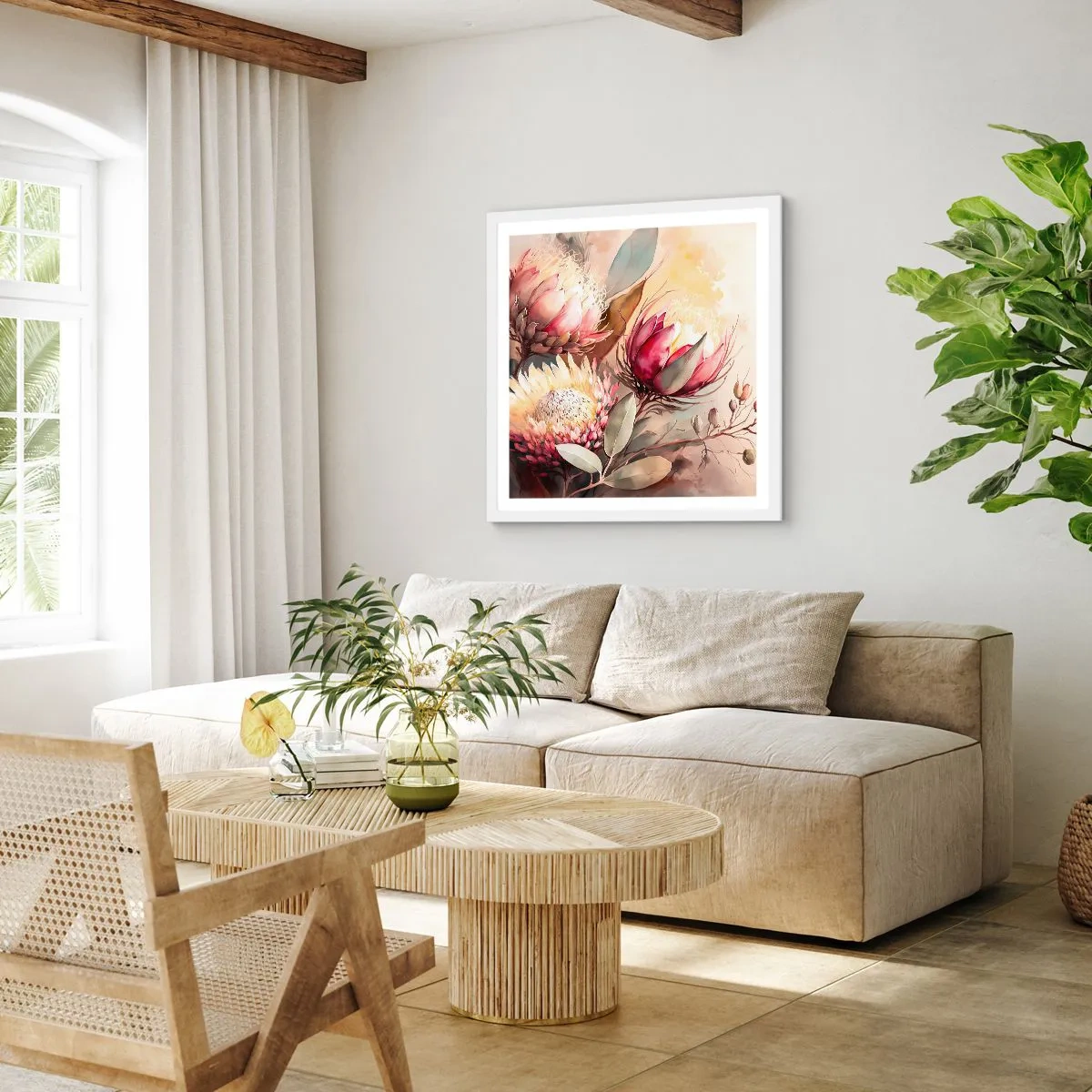 Poster in een witte lijst - In profiel en en face - 60x60 cm