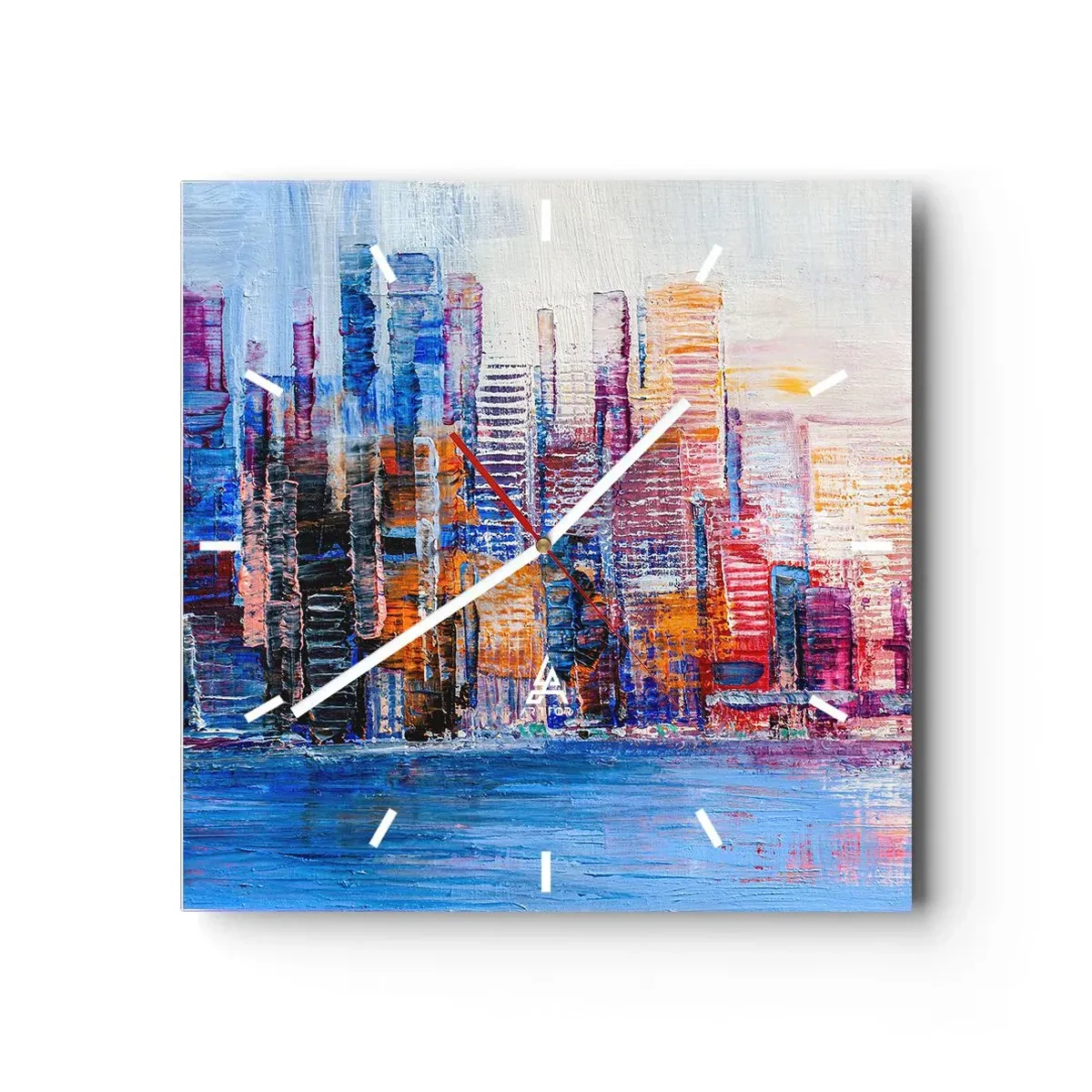 Wandklok - Klok - Een vrolijke metropool - 40x40 cm