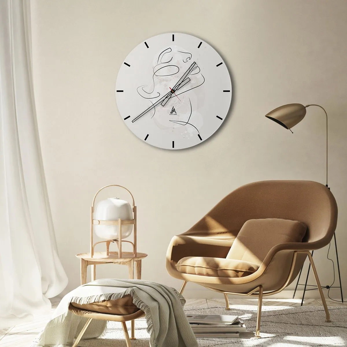 Wandklok - Klok - Een danseres in een dynamische sprong met de stof die vliegt - 30x30cm - De omtrek van een droom - Moderne wanddecoratie voor woonkamer, keuken en slaapkamer ARTTOR