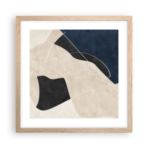 Een poster in een licht eiken lijst - Abstracte compositie – kleurcontrast - 40x40 cm