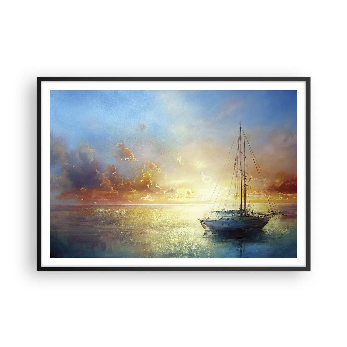Poster in een zwarte lijst - In een gouden baai - 100x70 cm