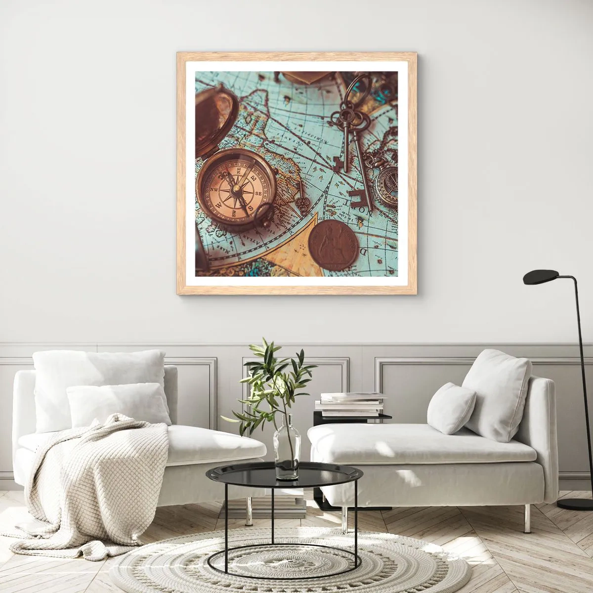 Een poster in een licht eiken lijst - Voor de avonturier - 40x40 cm