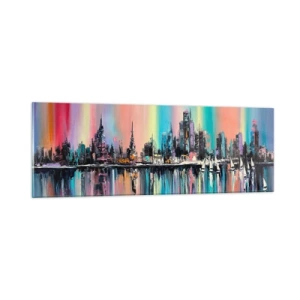 Schilderen op glas - Om in het licht van de nacht te vallen - 90x30 cm