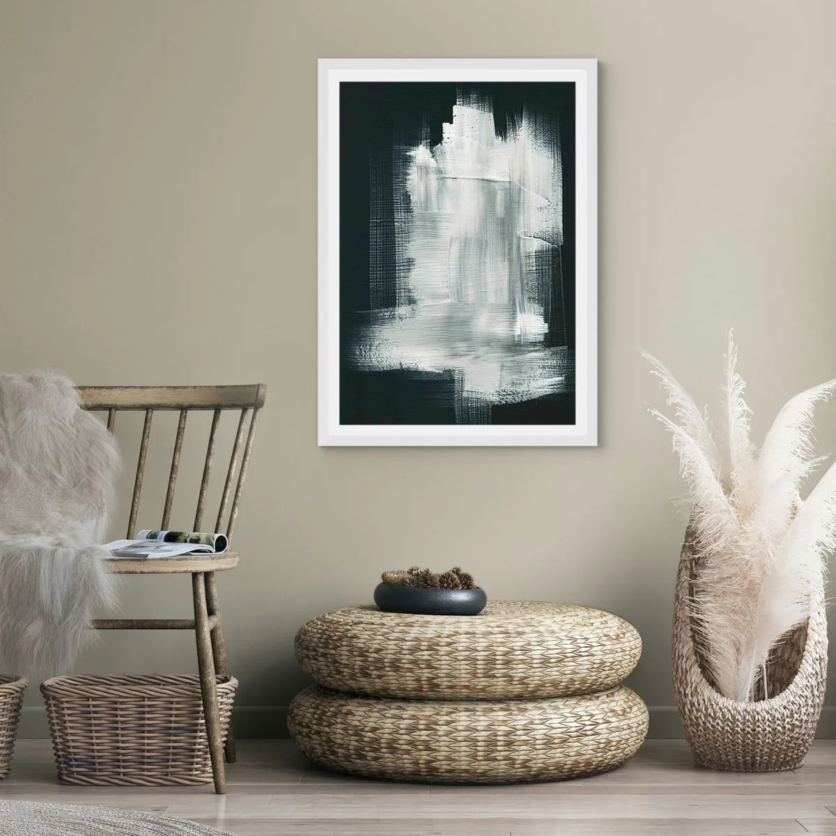 Poster in een witte lijst - Geweven van verticaal en horizontaal - 70x100 cm