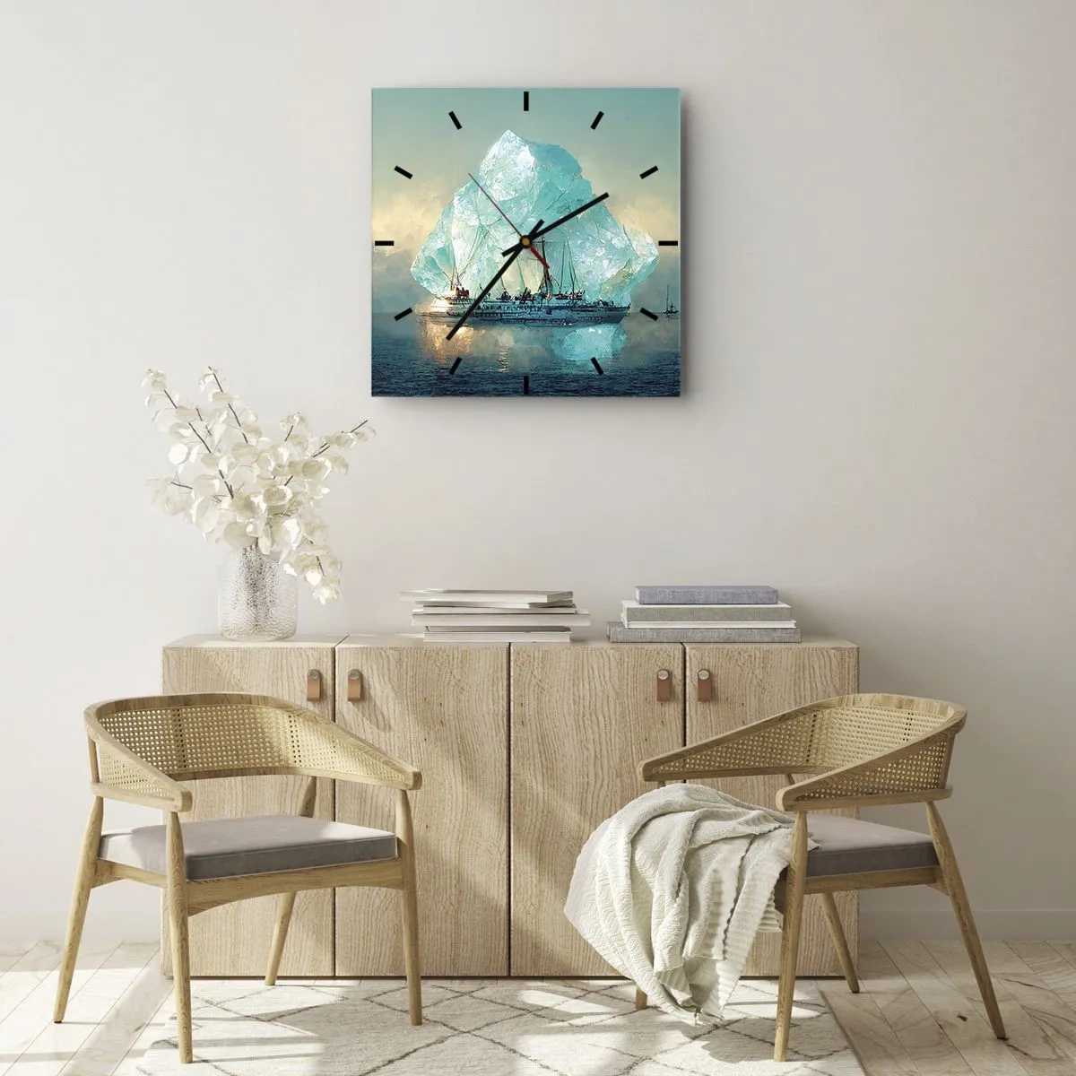 Wandklok - Klok - Arctische diamant - 30x30 cm