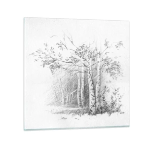 Schilderen op glas - Het licht van het berkenbos - 30x30 cm