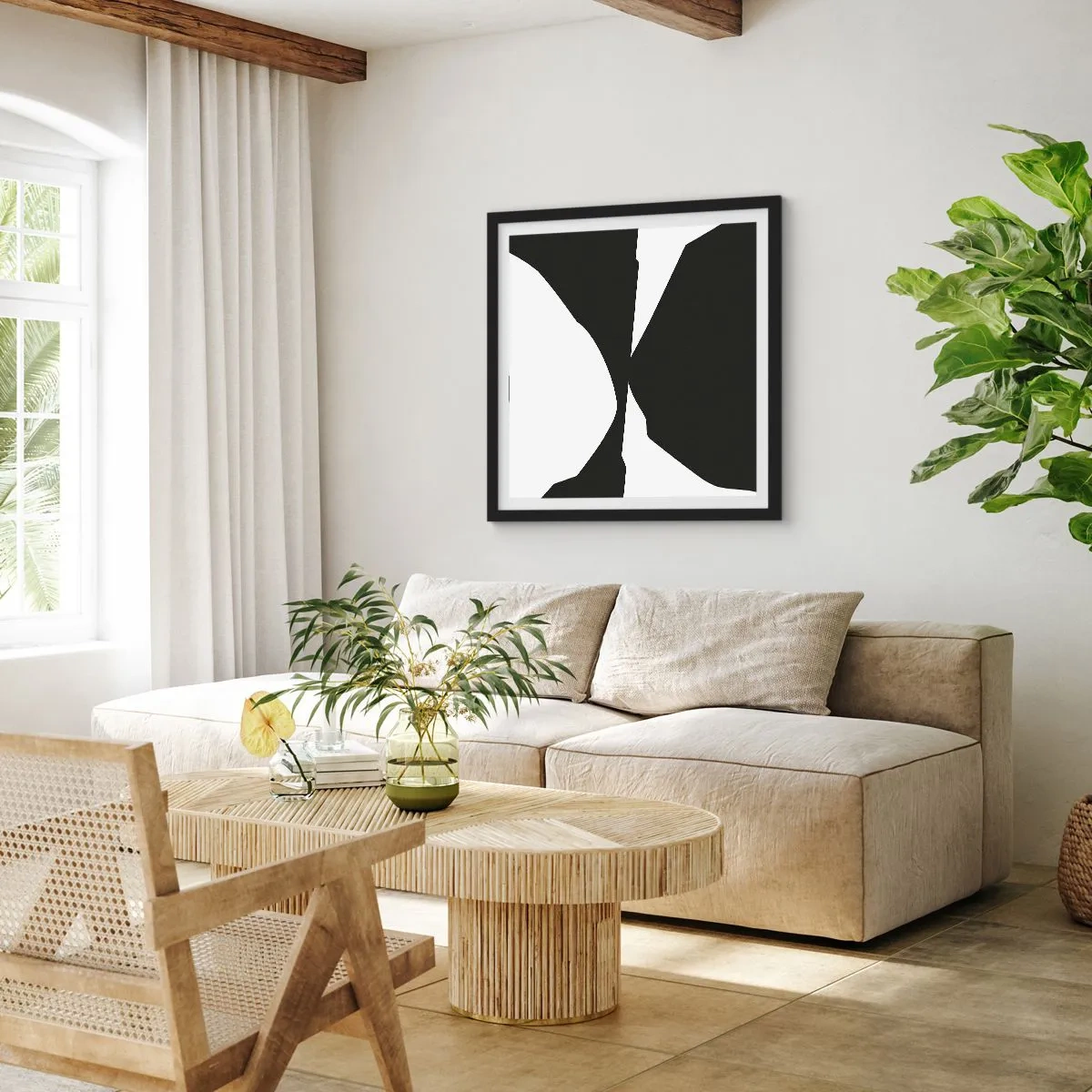 Poster in een zwarte lijst - Positief – negatief - 40x40 cm