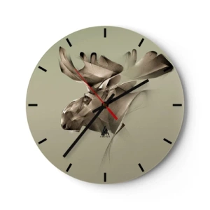 Wandklok - Klok - Een eland met een geometrisch patroon op een groene achtergrond - 30x30cm - De zachte kracht van vrede - Moderne wanddecoratie voor woonkamer, keuken en slaapkamer ARTTOR