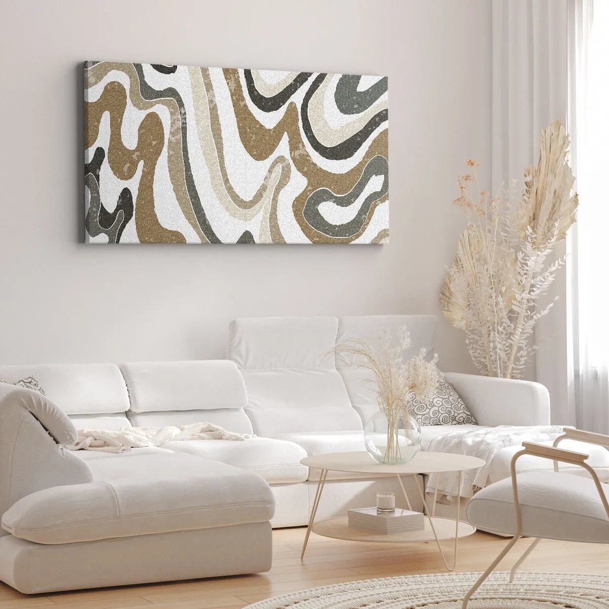 Schilderen op canvas - Meanders van aardekleuren - 100x40 cm
