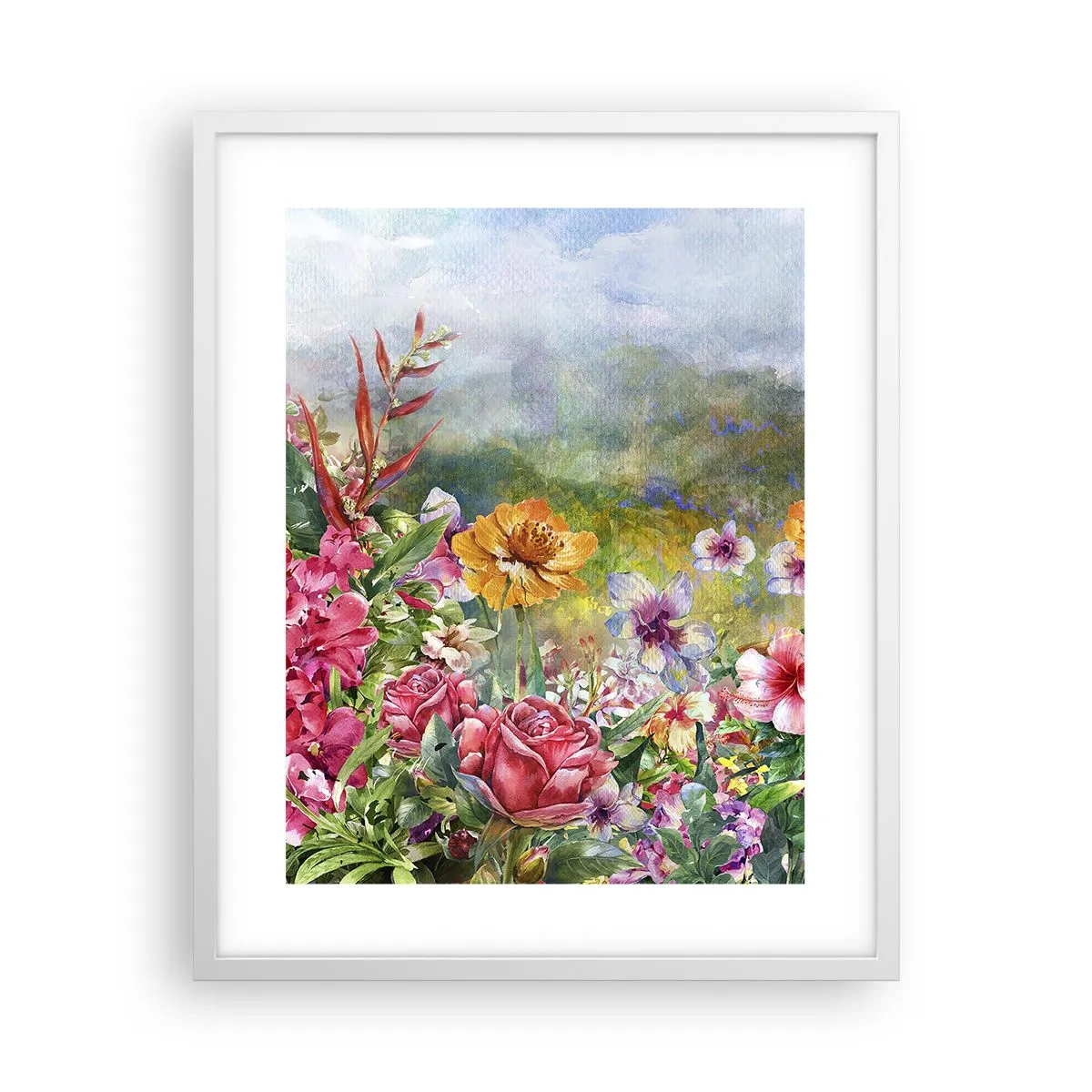 Poster in een witte lijst - Een tuin die gek is geworden - 40x50 cm