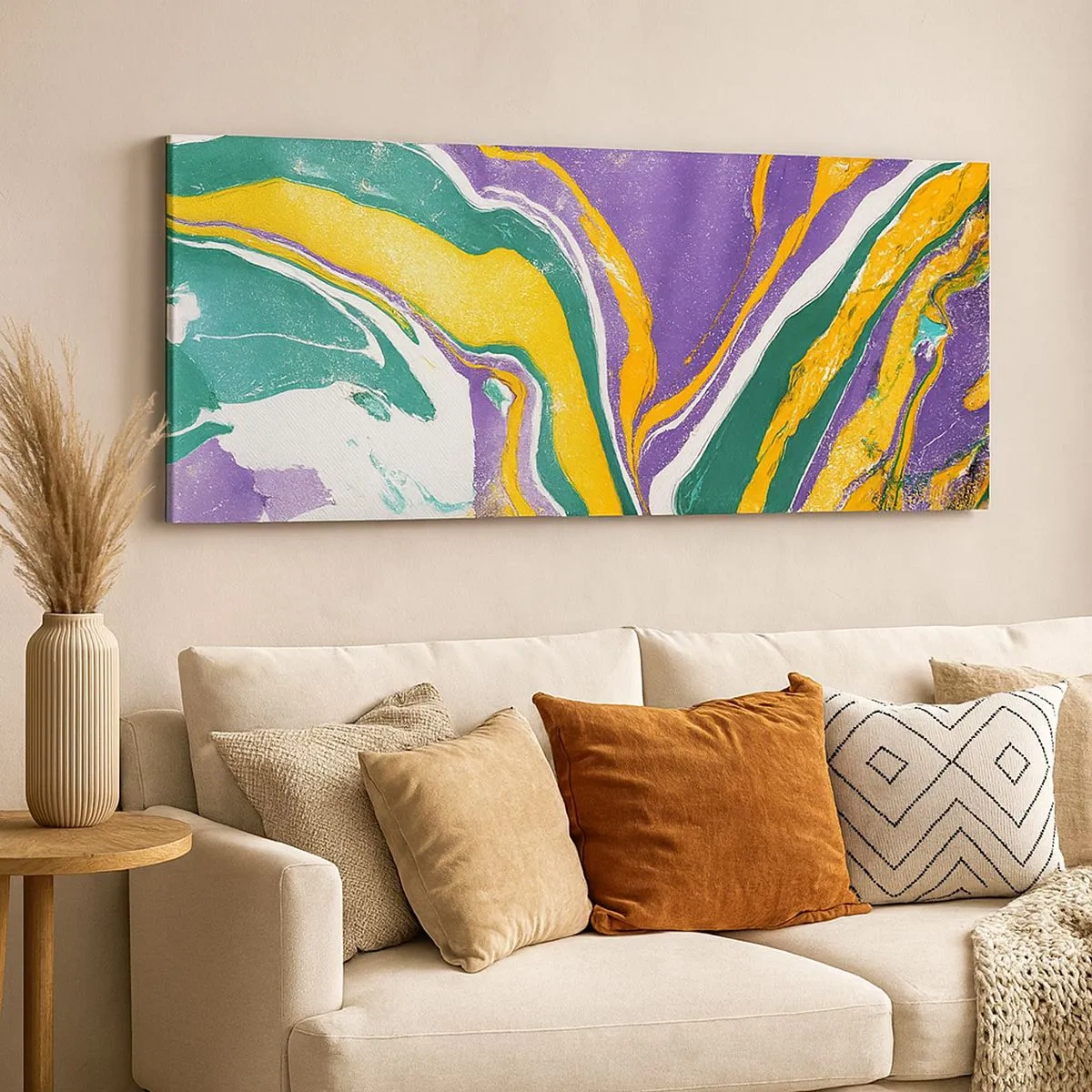 Schilderen op canvas - Kleur golven - 100x40 cm