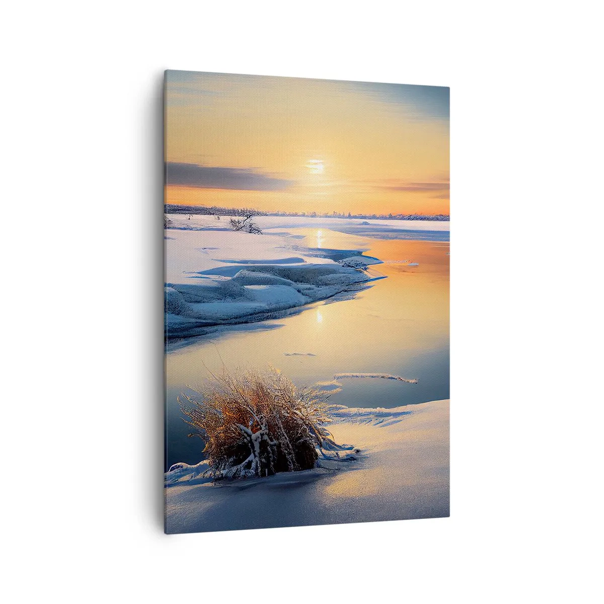 Schilderen op canvas - Winterse zonsondergang - 70x100 cm