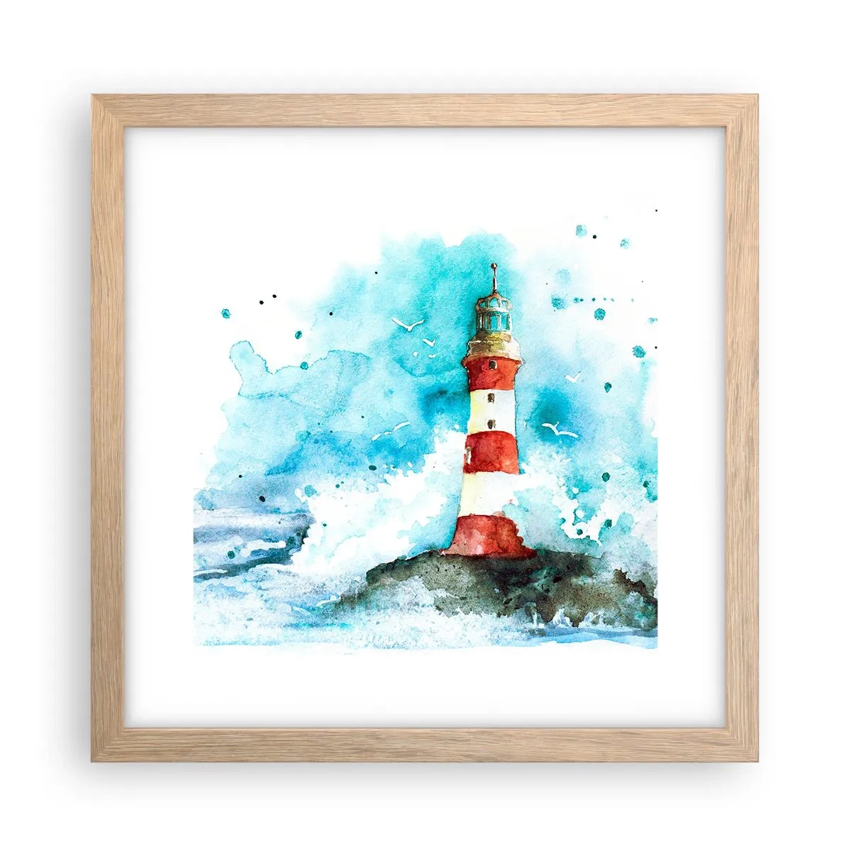 Een poster in een licht eiken lijst - Eenheid van de elementen - 30x30 cm