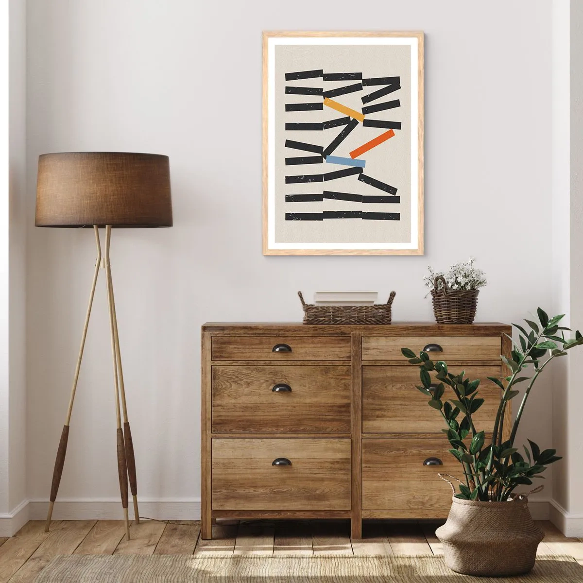 Een poster in een licht eiken lijst - Domino – compositie - 50x70 cm