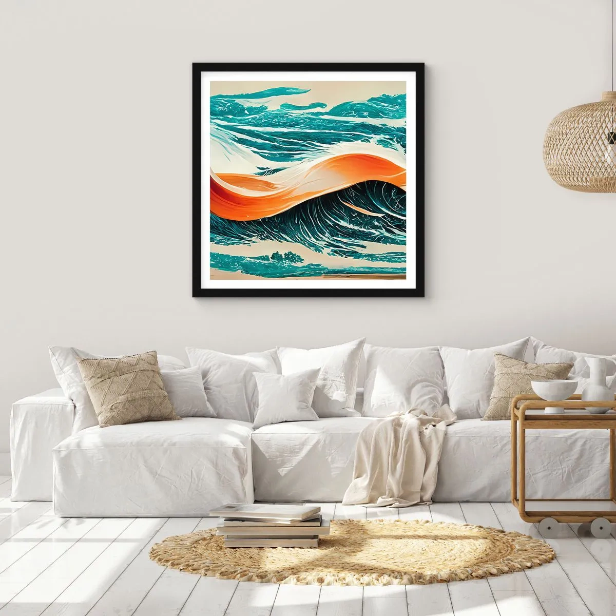 Poster in een zwarte lijst - De droom van elke surfer - 30x30 cm