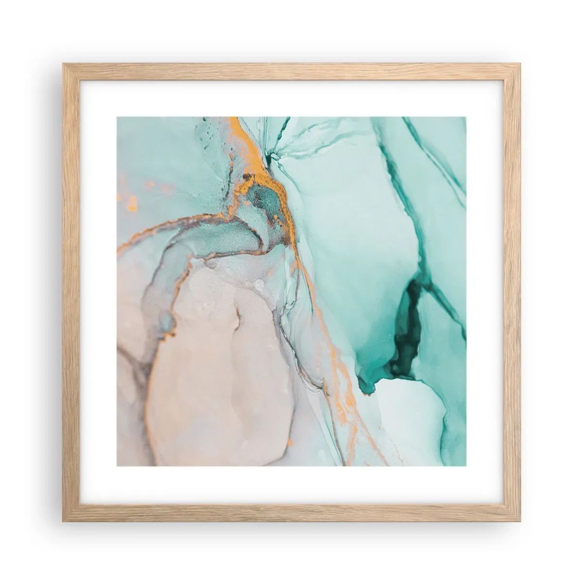 Een poster in een licht eiken lijst - Een dans van vormen en kleuren - 40x40 cm