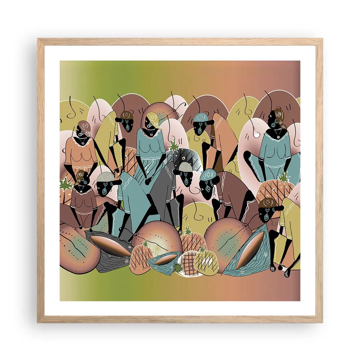 Een poster in een licht eiken lijst - Er komt een geweldige vakantie aan - 60x60 cm