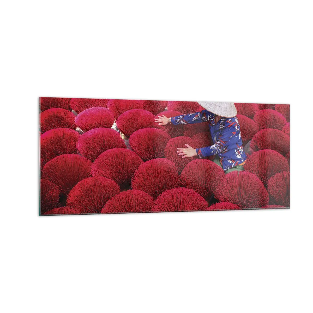 Schilderen op glas - In het rijstveld - 100x40 cm