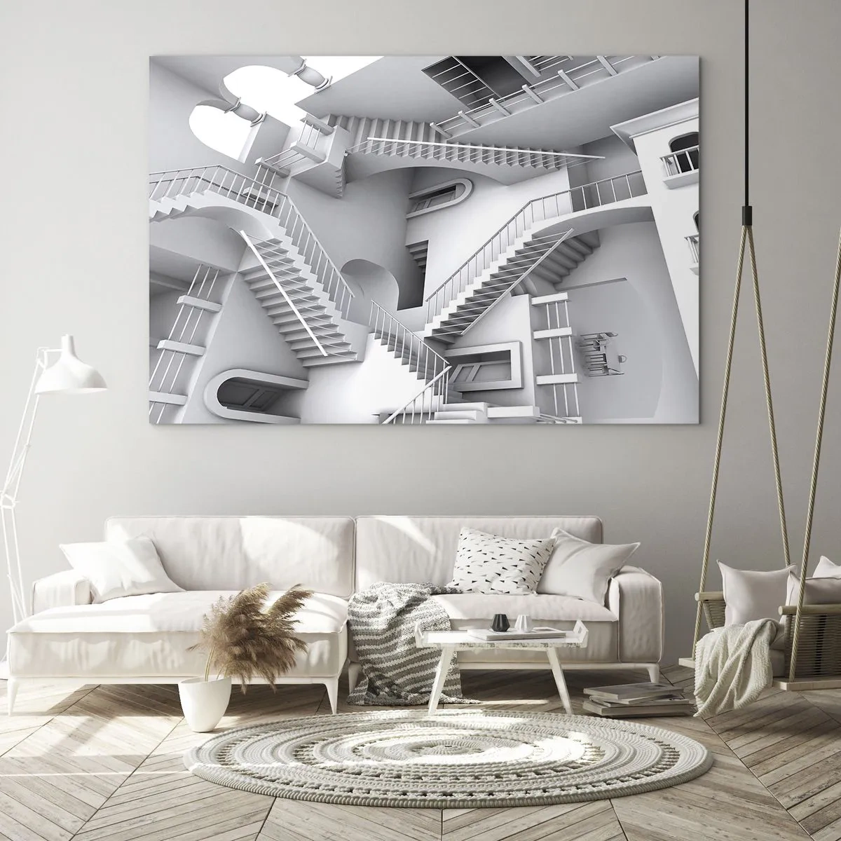 Schilderen op glas - De paradoxen van de ruimte - 100x70 cm