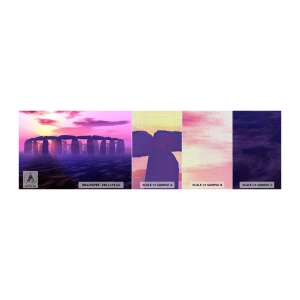 Fotobehang Monster Premium Canvas - Mysterie bij zonsopgang in de mist - Architectuur, Steenhenge, Steencirkels - 100x30 cm