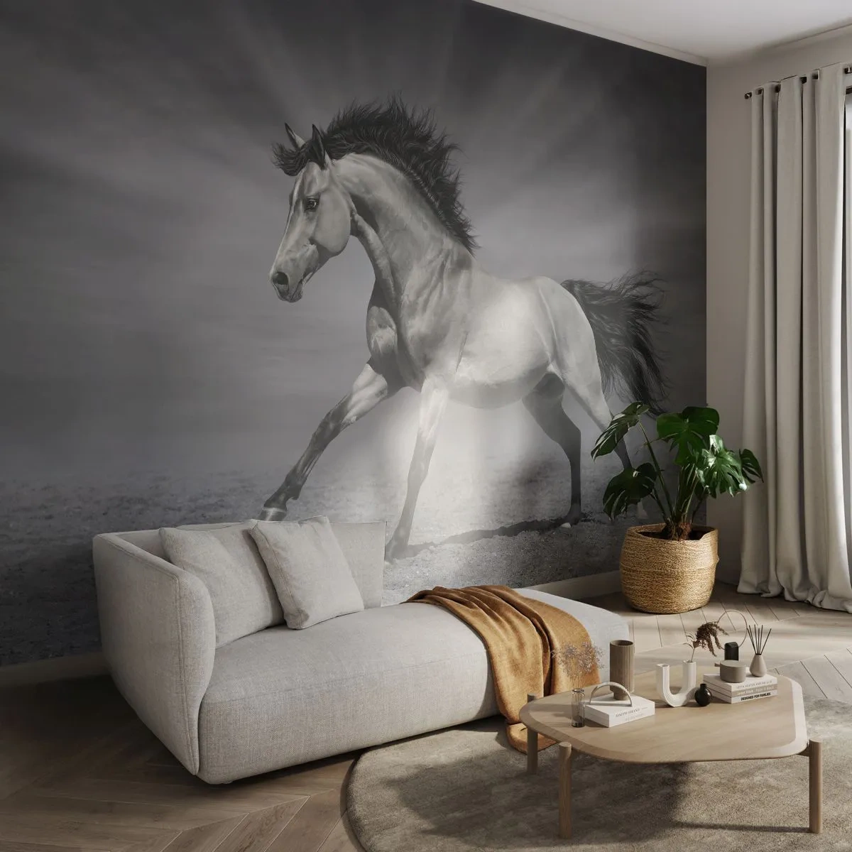 Fotobehang Standard Eco - Geboren om te genieten - Dieren, Paard, Natuur - 200x140 cm