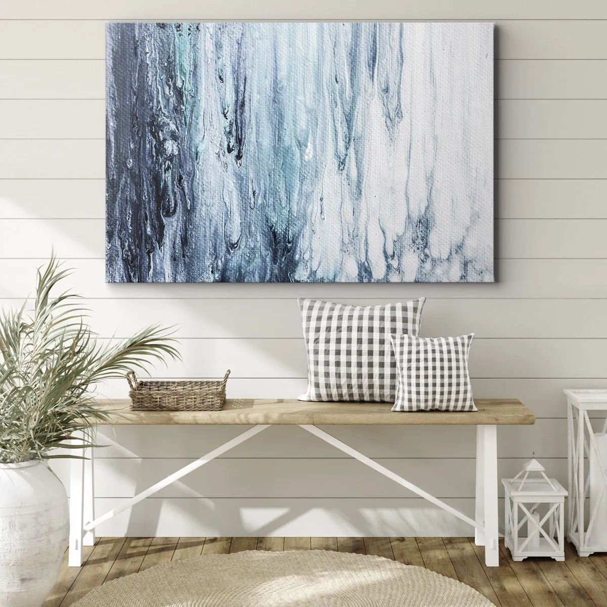 Schilderen op canvas - Blauwe ijspegels - 120x80 cm