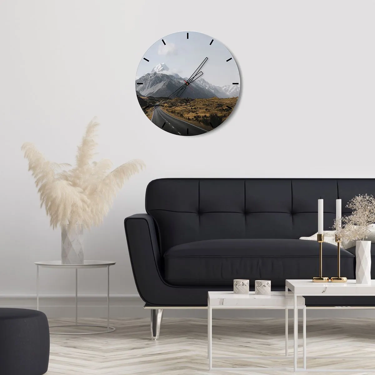 Wandklok - Klok - De weg naar het hart van de bergen - 40x40 cm