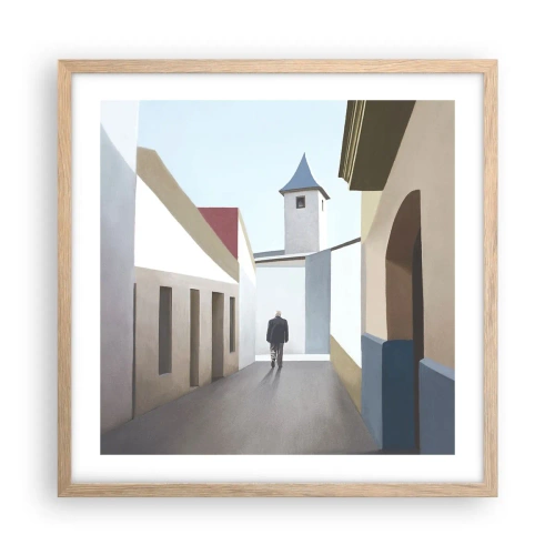 Een poster in een licht eiken lijst - Een zonnige wandeling - 50x50 cm