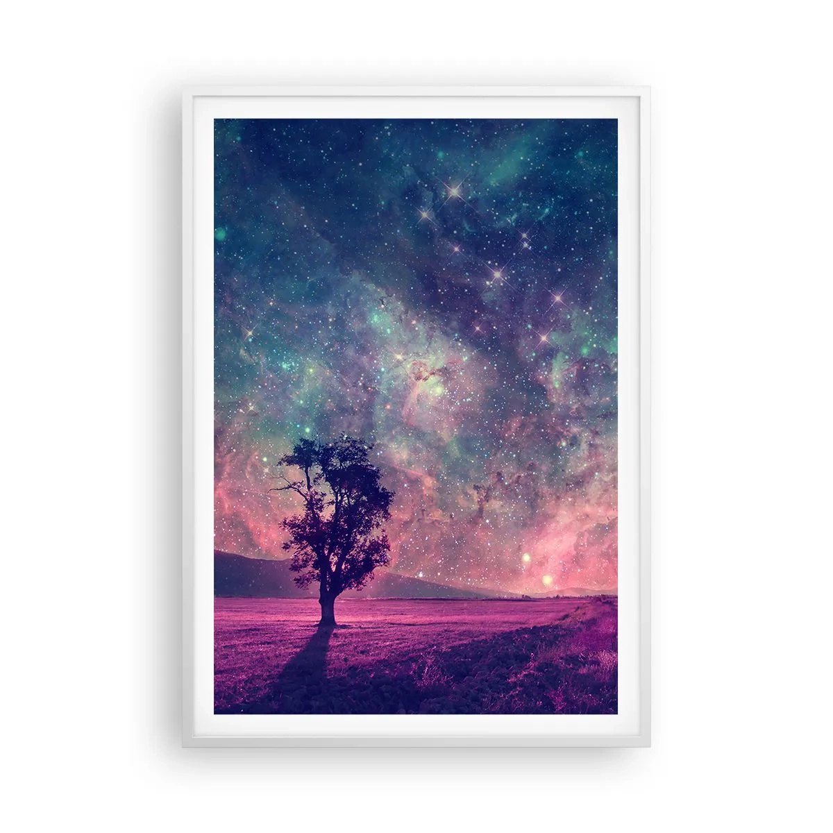 Poster in een witte lijst - Onder de magische hemel - 70x100 cm