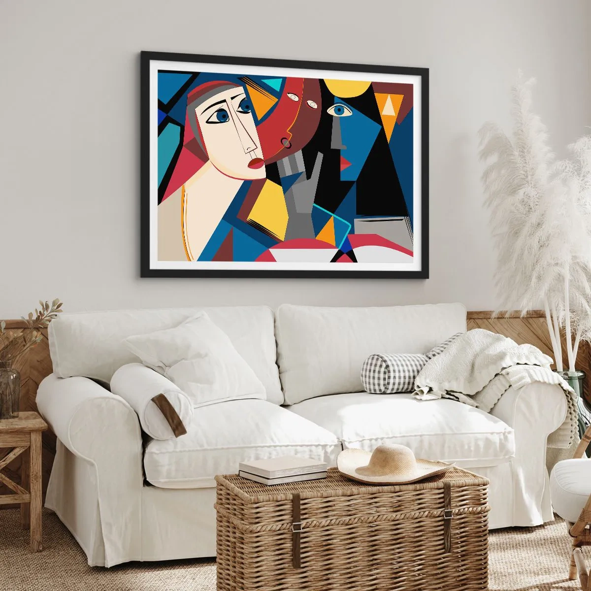 Poster in een zwarte lijst - Een gesprek tussen kubisten - 40x30 cm