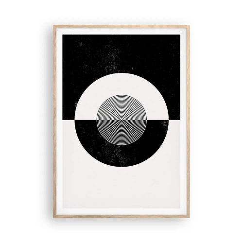 Een poster in een licht eiken lijst - Harmonie in zwart-wit - 70x100 cm