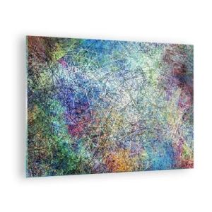 Schilderen op glas - Kleurrijke abstractie met dynamische lijnen - 70x50cm - Het is niet zo eenvoudig - Moderne wanddecoratie voor woonkamer en slaapkamer ARTTOR