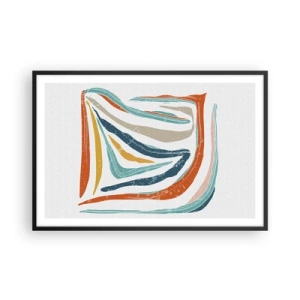 Poster in een zwarte lijst - Abstractie met een vriendelijke glimlach - 91x61 cm