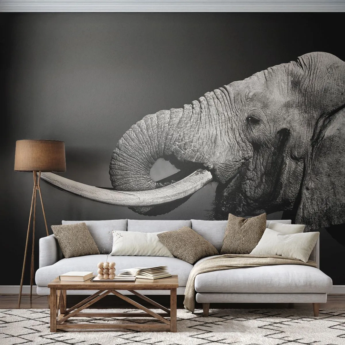 Fotobehang Premium Canvas - Ja, goed nu - Dieren, Olifant, Afrika - 450x315 cm
