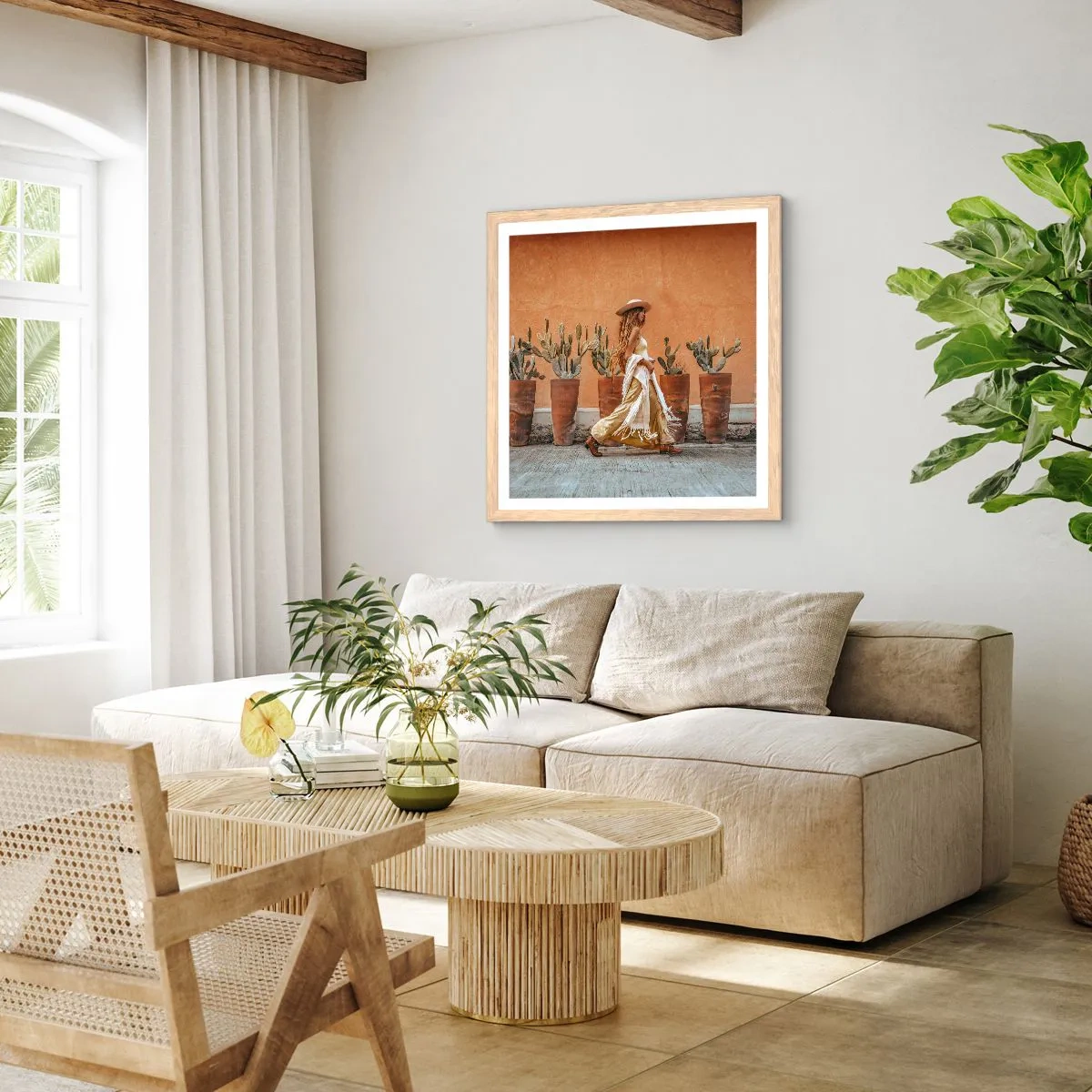 Een poster in een licht eiken lijst - Hippie-stijl - 60x60 cm