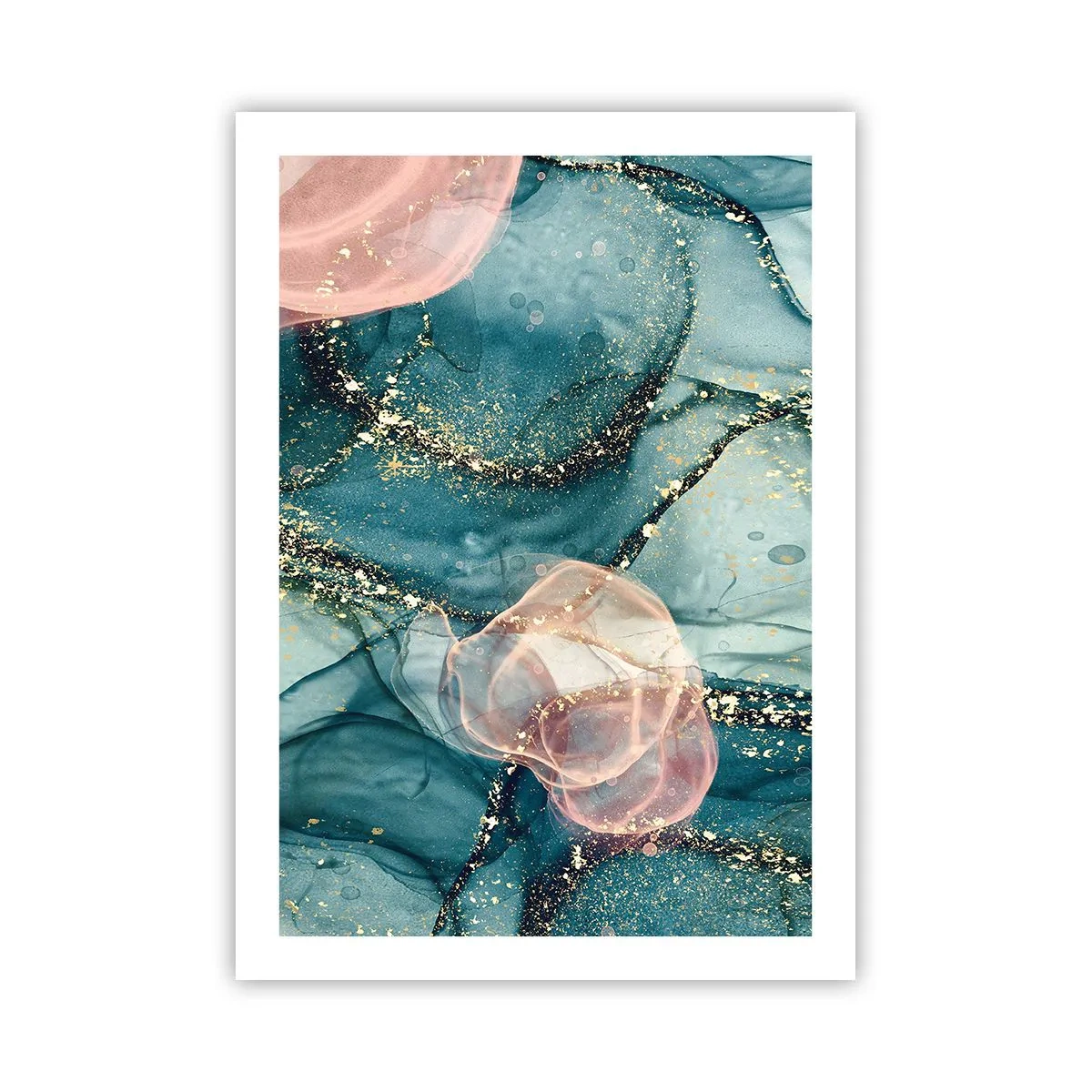 Poster - Zijdeblauw, tule roze - 50x70 cm