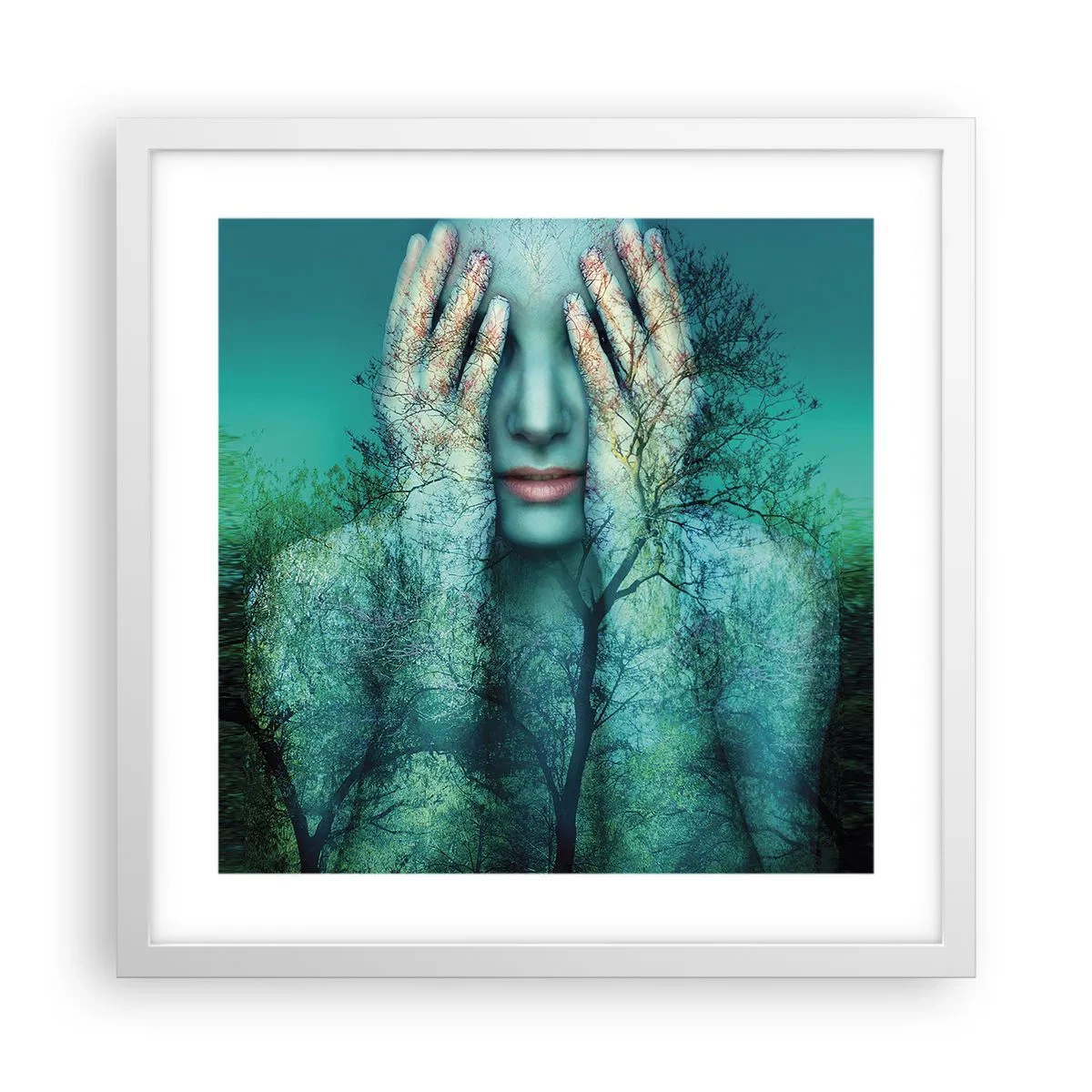 Poster in een witte lijst - Ondergedompeld in blauw - 40x40 cm