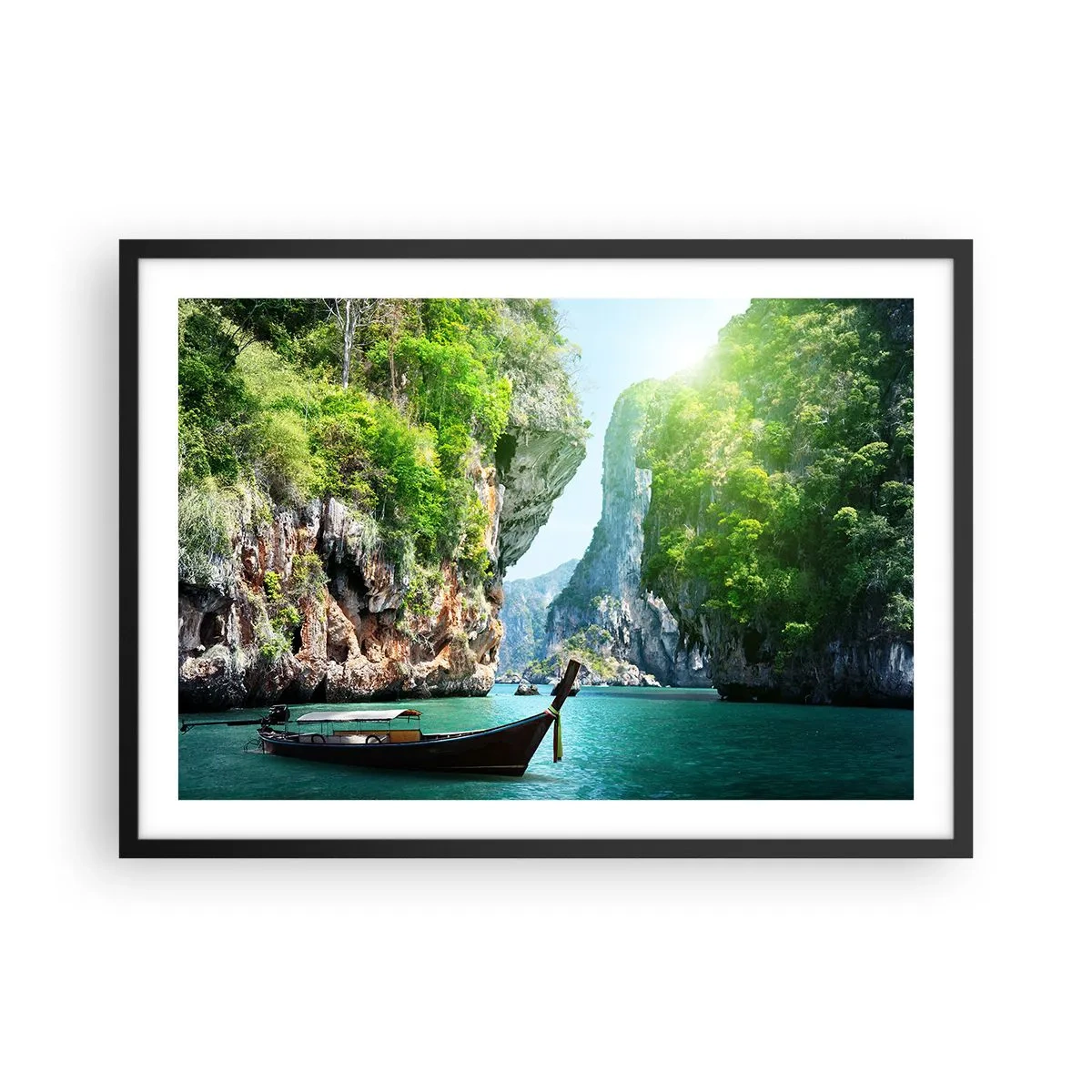 Poster in een zwarte lijst - Een uitnodiging voor een exotische reis - 70x50 cm