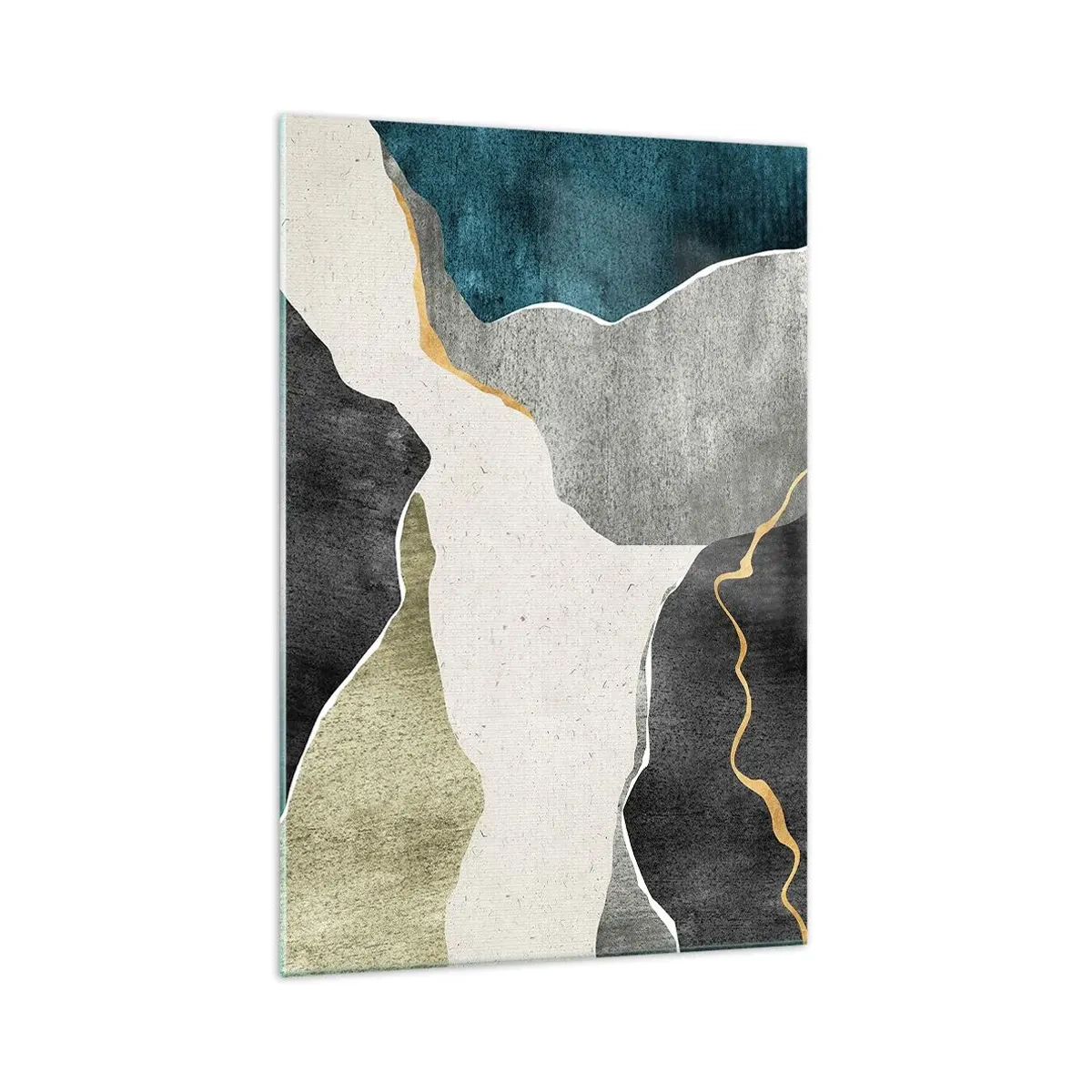 Schilderen op glas - Mozaïekcompositie met gouddraad - 70x100 cm