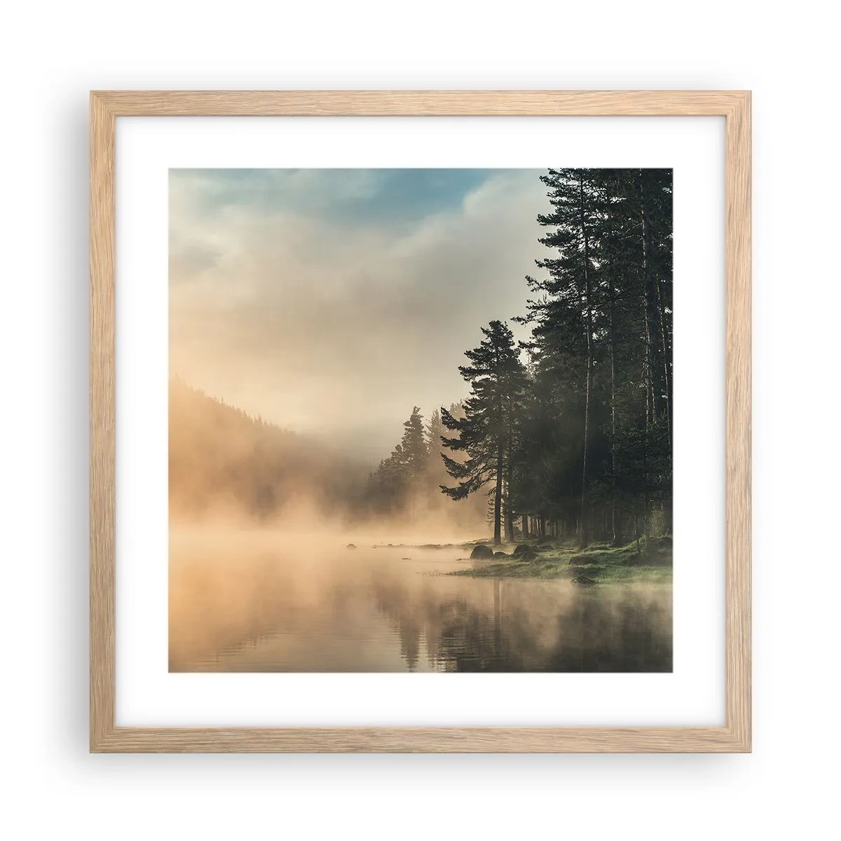 Een poster in een licht eiken lijst - De geboorte van de dag - 40x40 cm