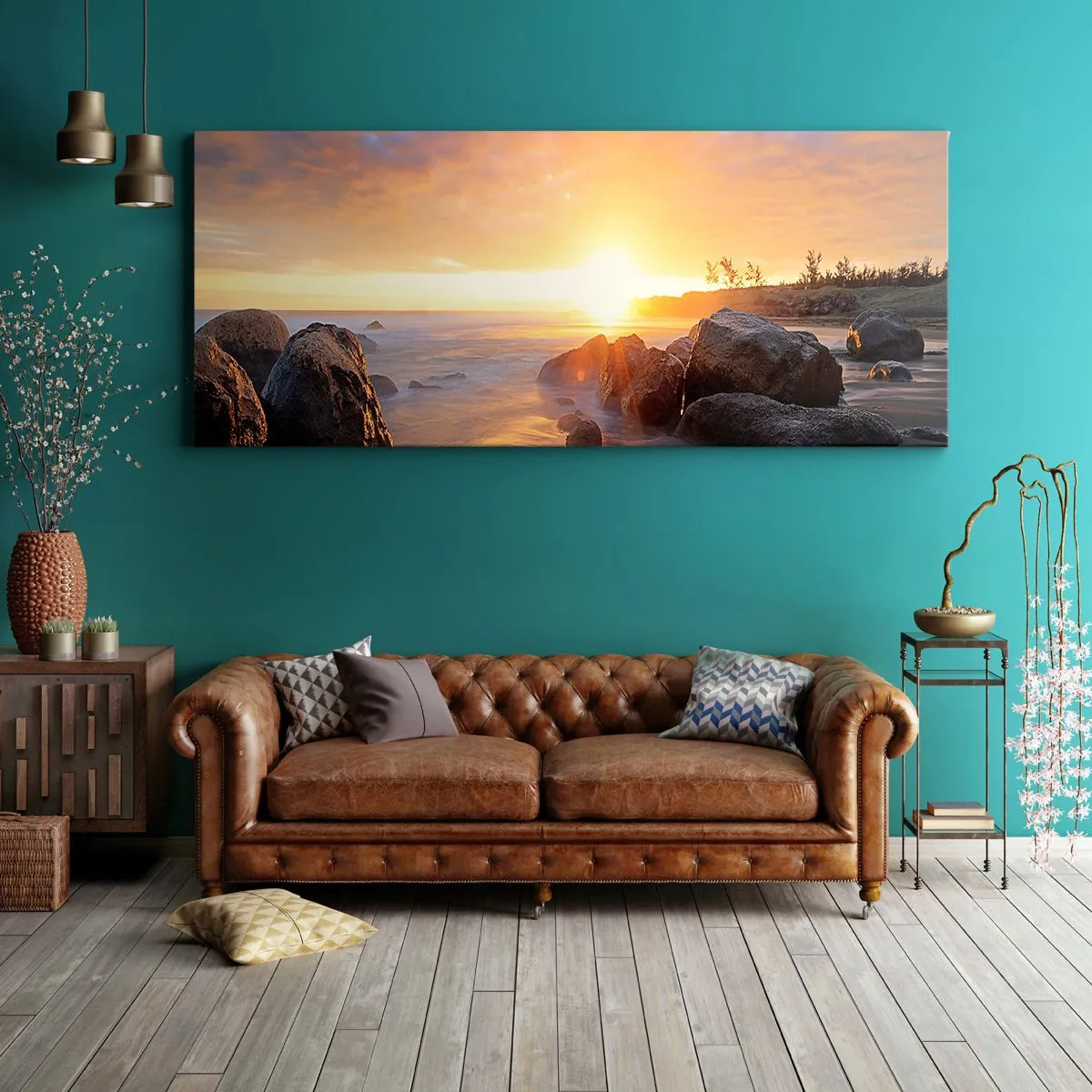 Schilderen op canvas - Lichtgevende bries van de avond - 160x50 cm
