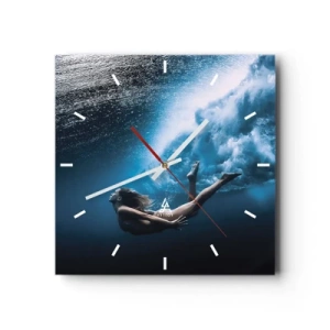 Wandklok - Klok - Een moderne zeemeermin - 30x30 cm