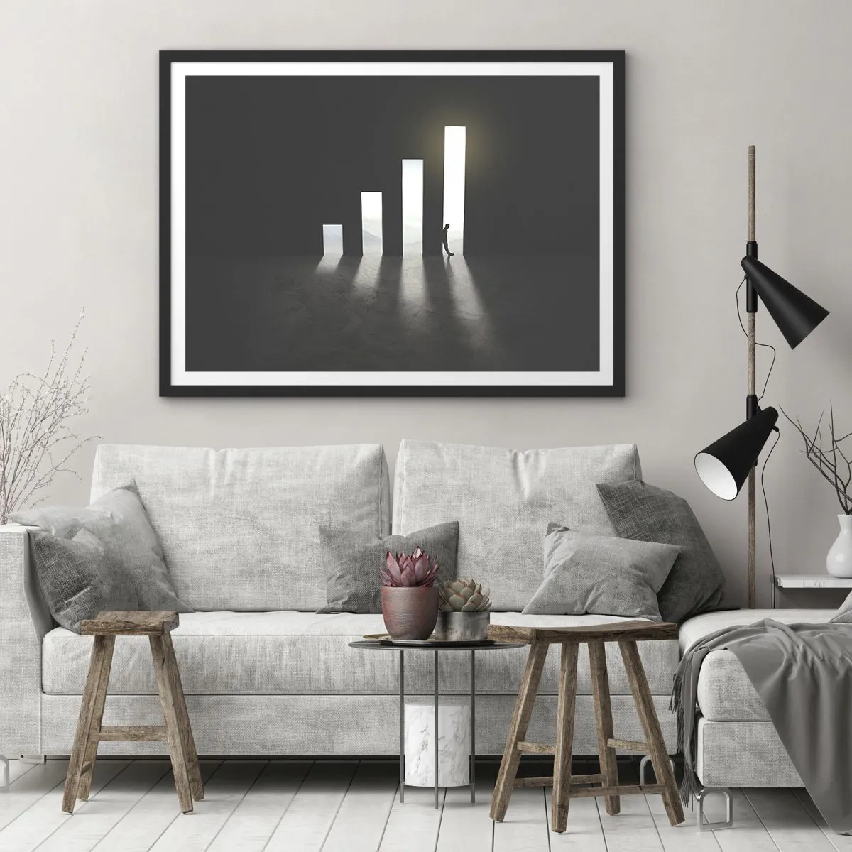 Poster in een zwarte lijst - Succes - impressie - 70x50 cm