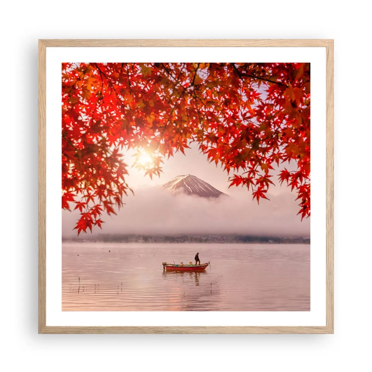 Een poster in een licht eiken lijst - In het Japanse klimaat - 60x60 cm