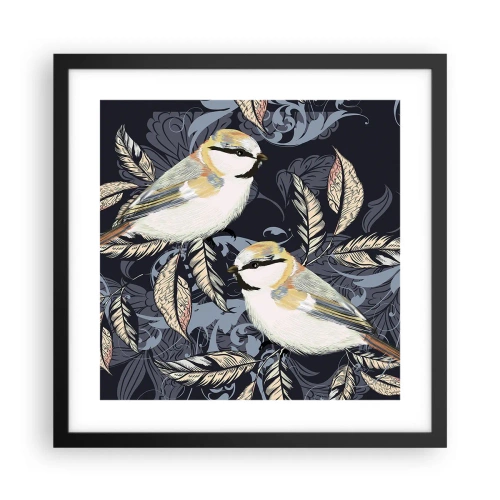 Poster in een zwarte lijst - Geel-blauwe triller - 40x40 cm