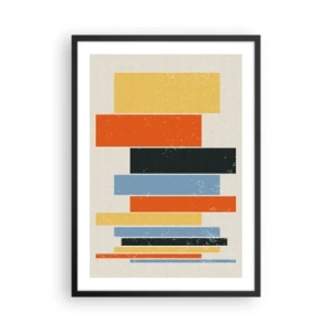 Poster in een zwarte lijst - Kleurrijke geometrische rechthoeken op een lichte achtergrond - 50x70cm - Muzieknotatie - Moderne wanddecoratie voor woonkamer en slaapkamer ARTTOR