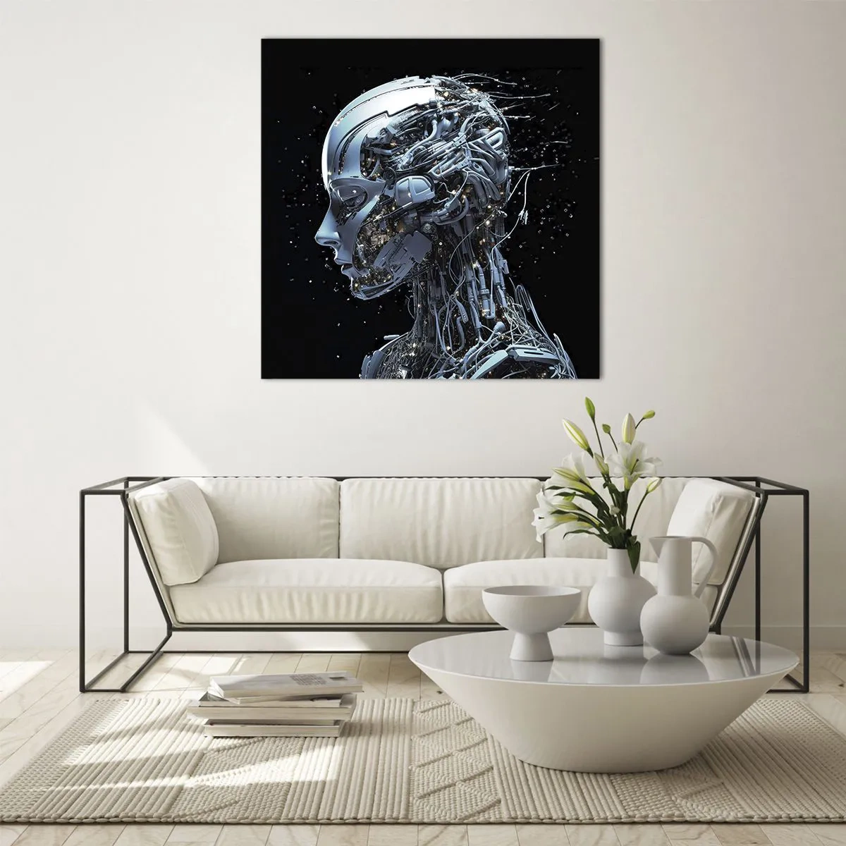 Schilderen op glas - Technologie is een vrouw - 30x30 cm