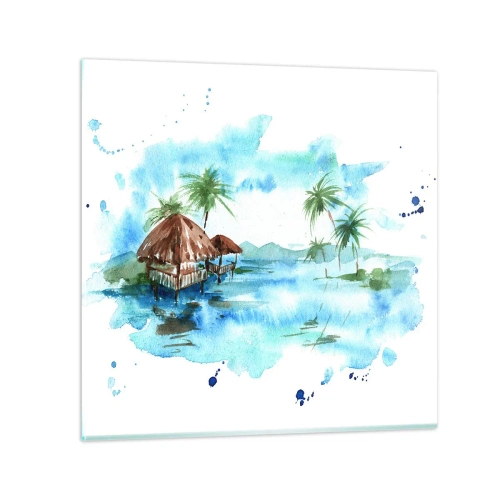 Schilderen op glas - Ergens in de Stille Oceaan - 30x30 cm