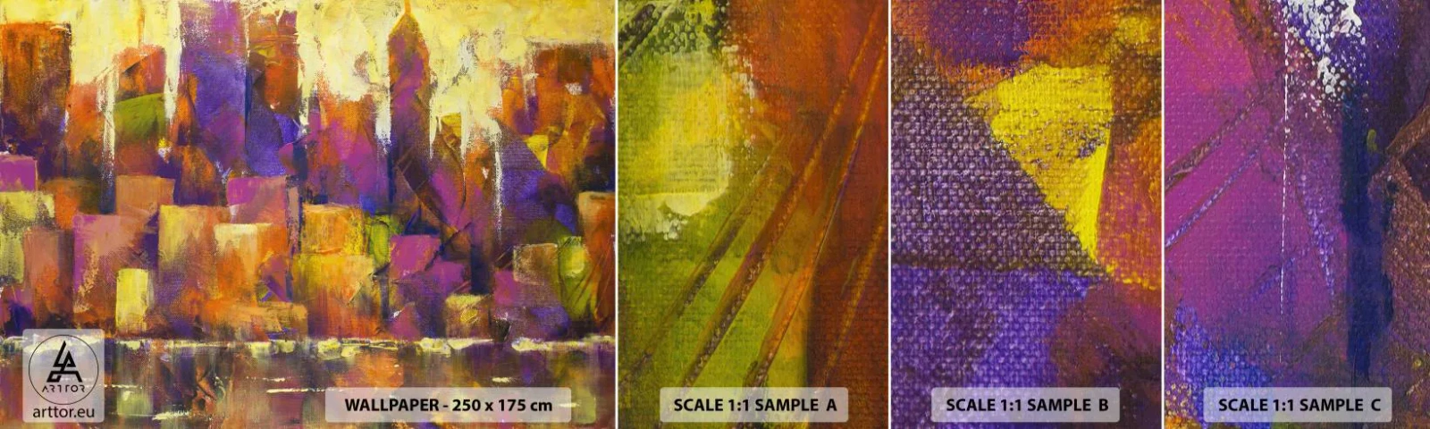 Fotobehang Monster Zelfklevend Deluxe Sticker - Metropolitan compositie - Abstractie, Deel, Moderne kunst - 100x30 cm